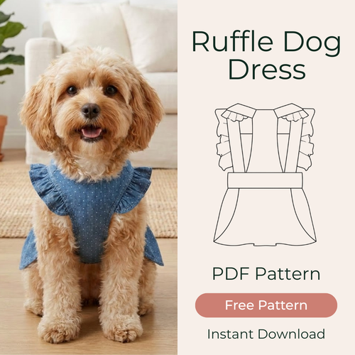 Dog Dress Sewing Pattern, Ruffled Sleeve Pet Outfit