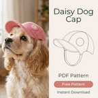 Dog Cap Sewing Pattern, Daisy Bloom Baseball Pet Hat