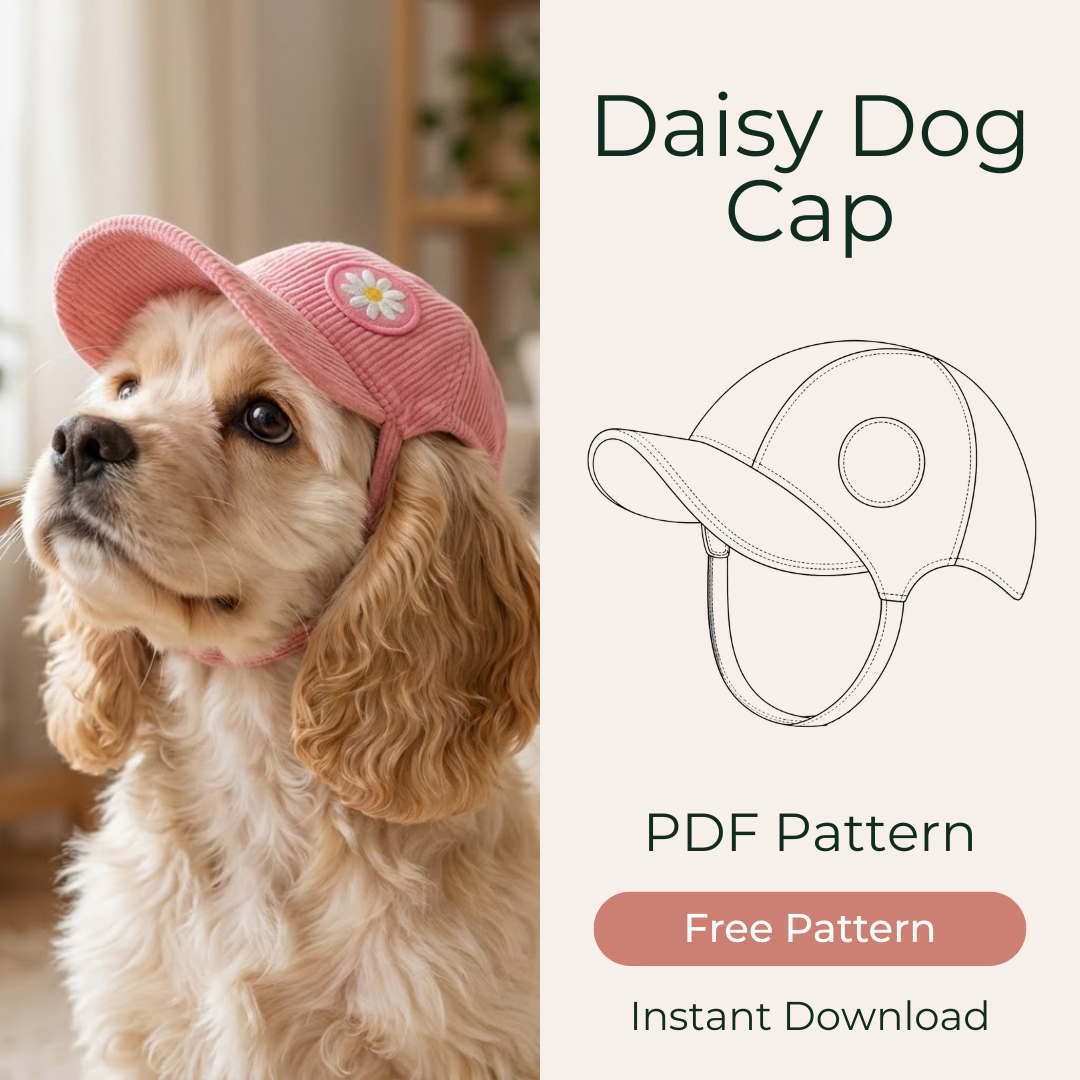 Dog Cap Sewing Pattern, Daisy Bloom Baseball Pet Hat