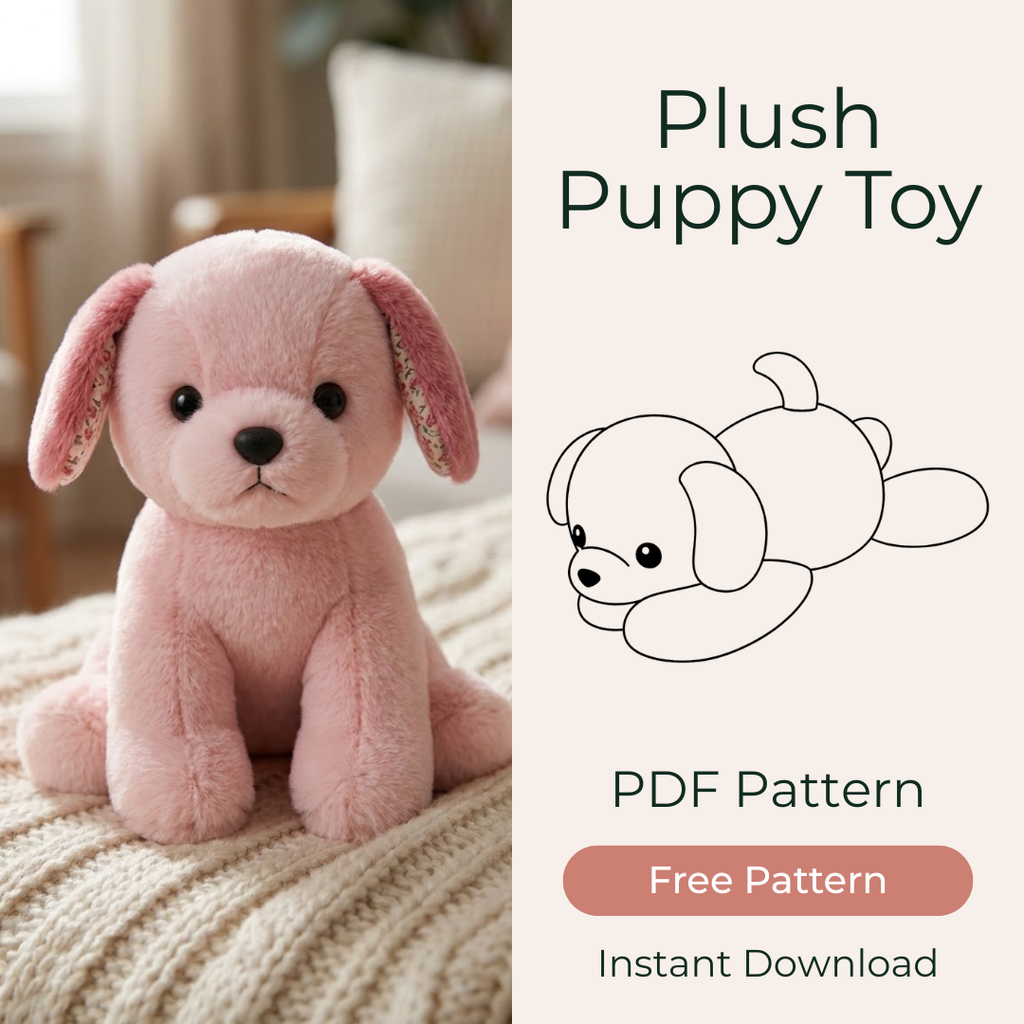 Plush Puppy Sewing Pattern, Stuffed Animal Tutorial For Beginners
